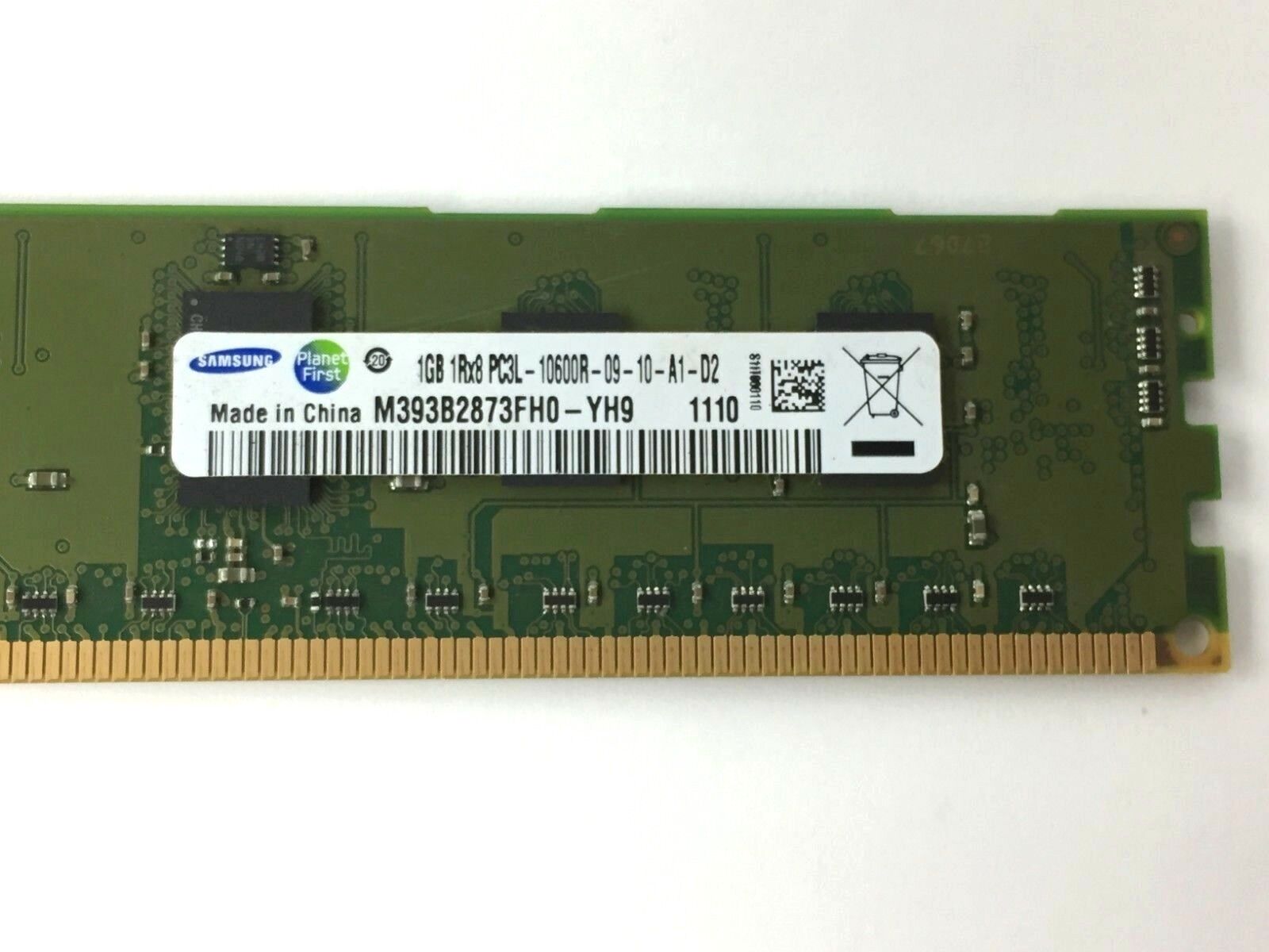 Samsung M393B2873FH0-CH9 1GB DDR3 Registered ECC PC3-10600 1333Mhz 1Rx8 Memory