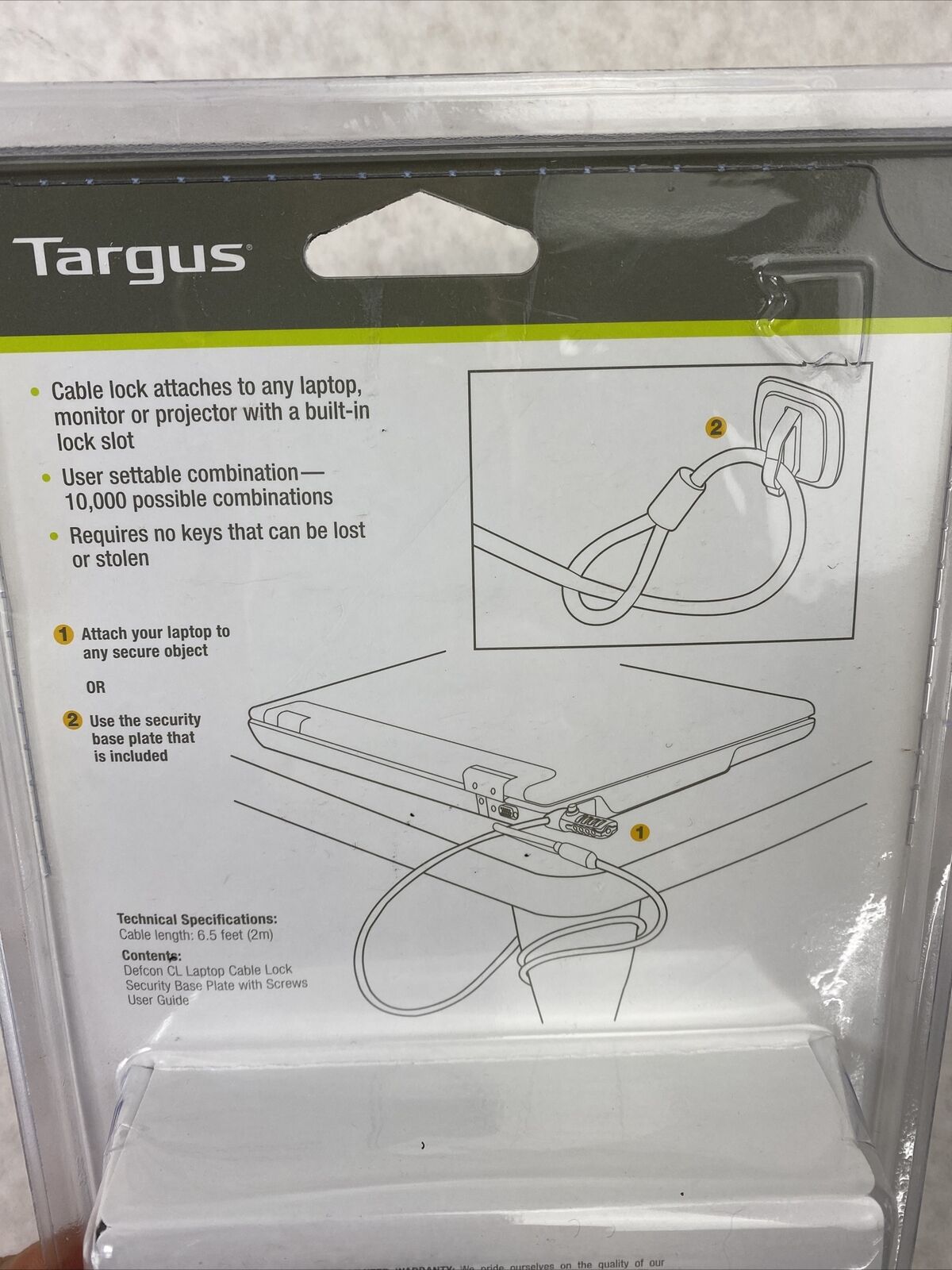 Targus PA410U Defcon CL Laptop Cable Combination Lock 6.5ft 0UC221