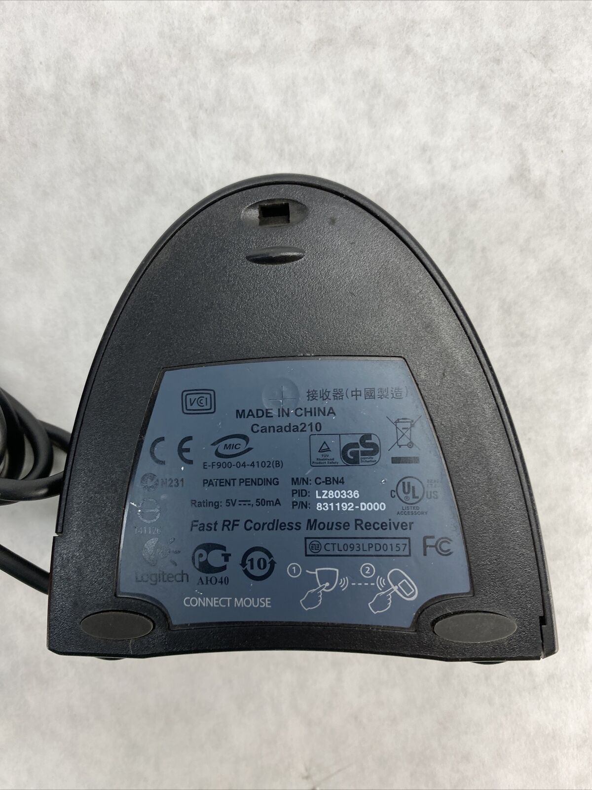 Logitech C-BN4 831192-D000 USB Cordless Mouse Receiver ONLY