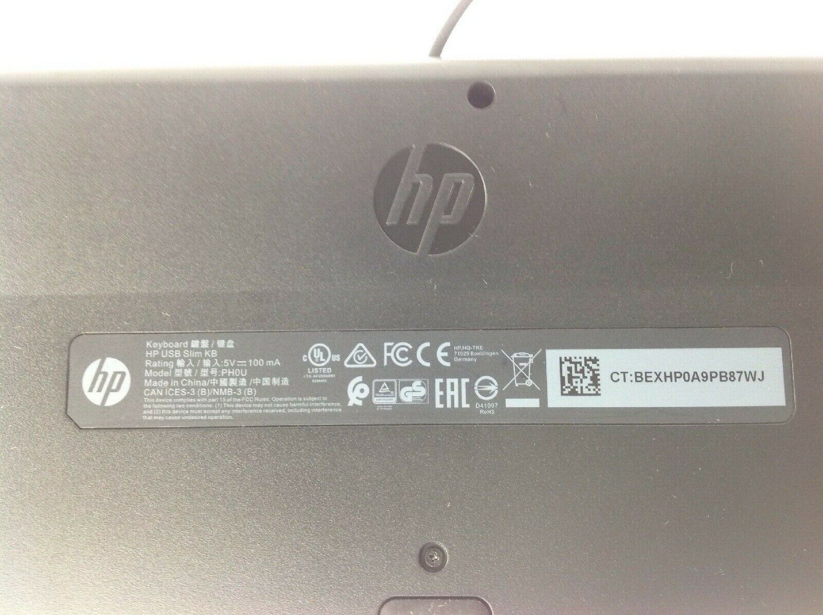 HP PH0U Slim USB Wired US Black Desktop Keyboard with Numpad Lot of (17)