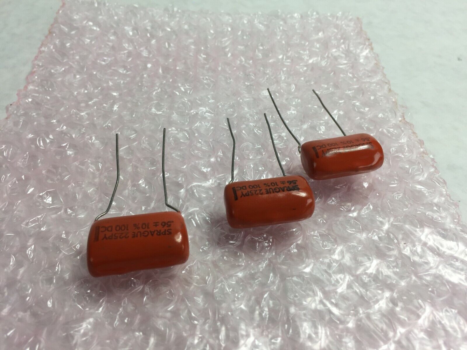 (3) Sprague 225PY .56  100 DC Orange Drop Capacitor  Lot of 3
