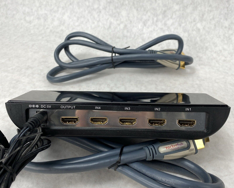 Rocketfish RF-HDMI4 HDMI Switch 4 Port 4k Ultra HD HDR 18 Gbps + Remote Control