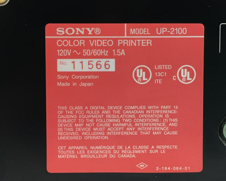 Sony UP-2100 Color Video Printer w/ Power Cord
