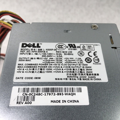 Dell H305P-06 240V 60Hz 9.0A 305W Power Supply NPS-305KB (Tested and Working)