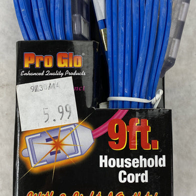 Century Wire Pro Glo 9ft Household Extension Polarized AC Power Cord Blue