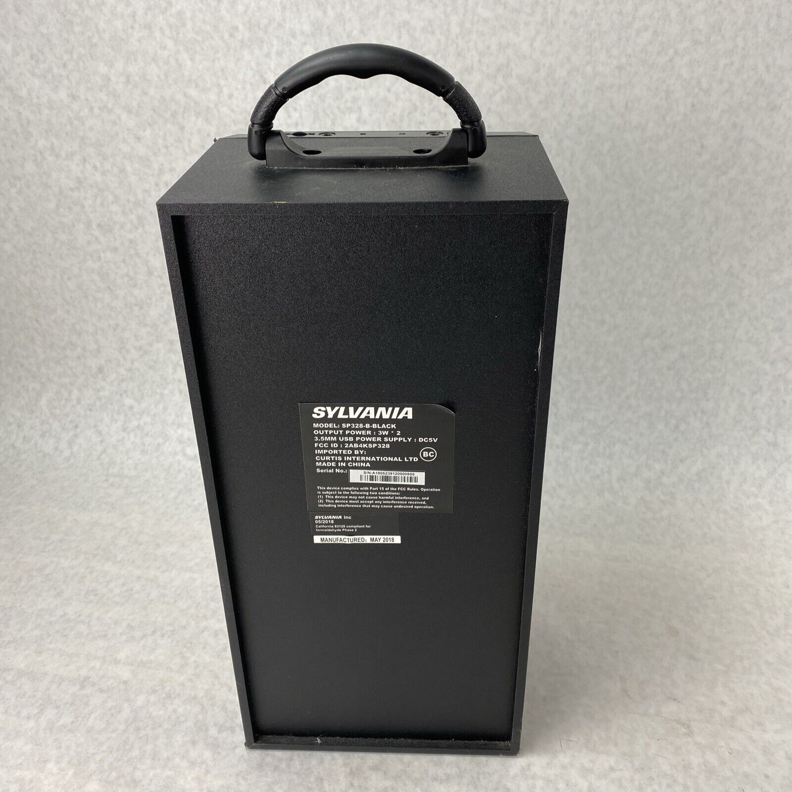 Sylvania SP328-B-BLACK Portable Bluetooth Speaker Black