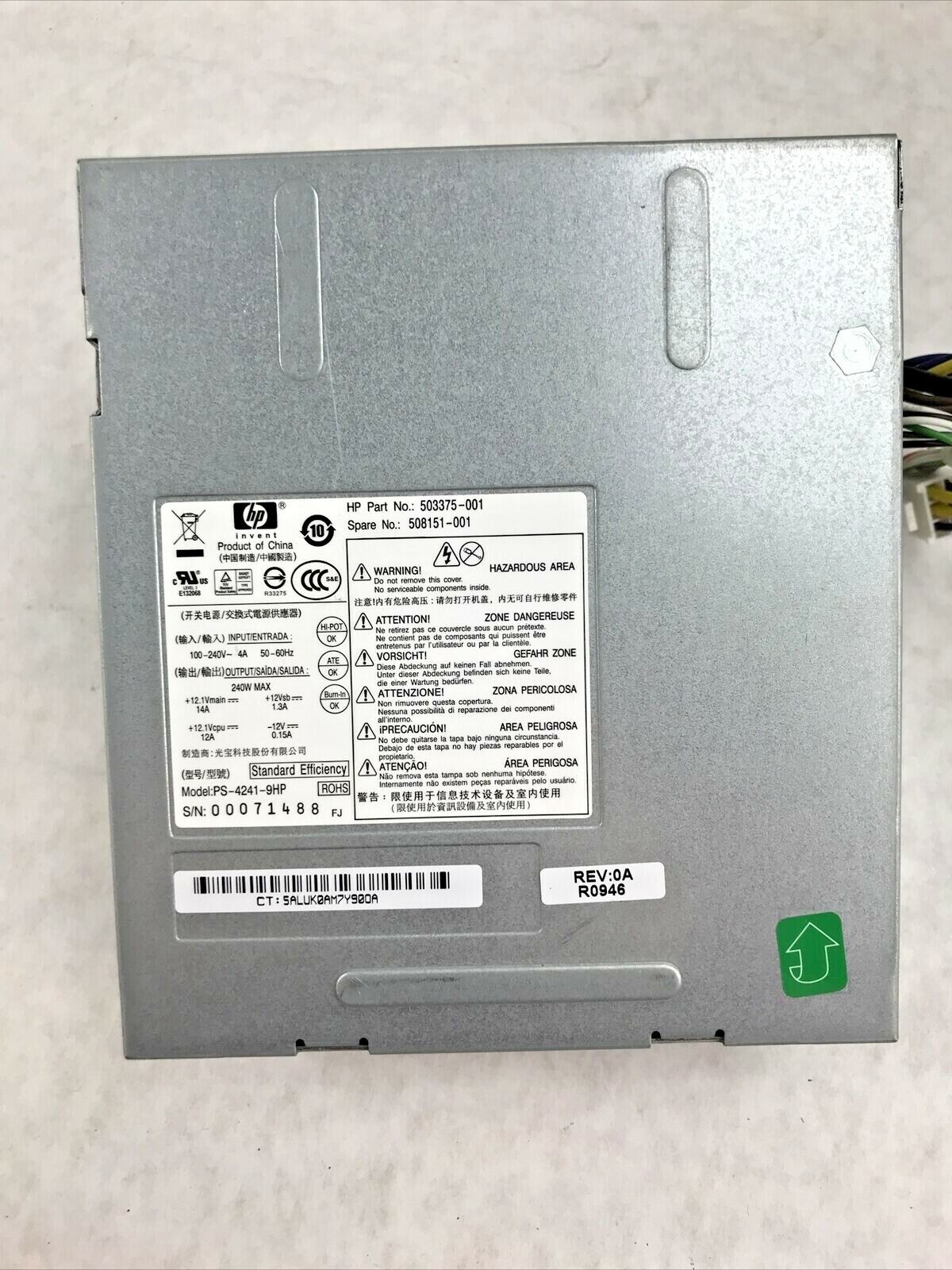 HP Compaq 240W Power Supply 8100 Pro SFF PS-4241-9HP 503375-001