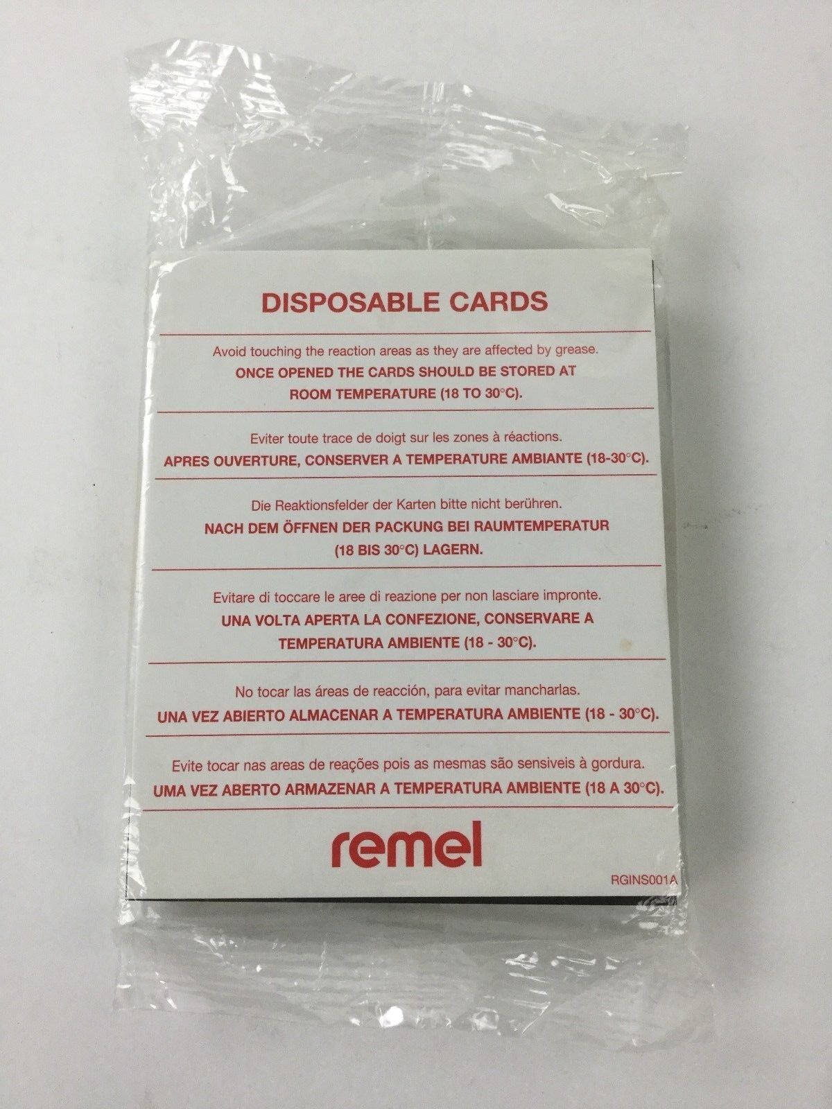 Remel Disposable Cards RT64 30369001 (Lot of 25)