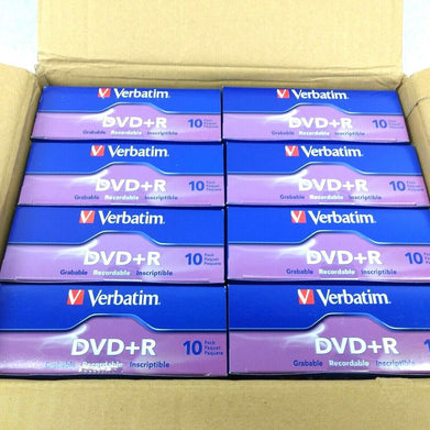 Lot 0f (8) 10PK DVD+R Recordable Verbatim 120 Min 4.7GB/16x In Jewel Case
