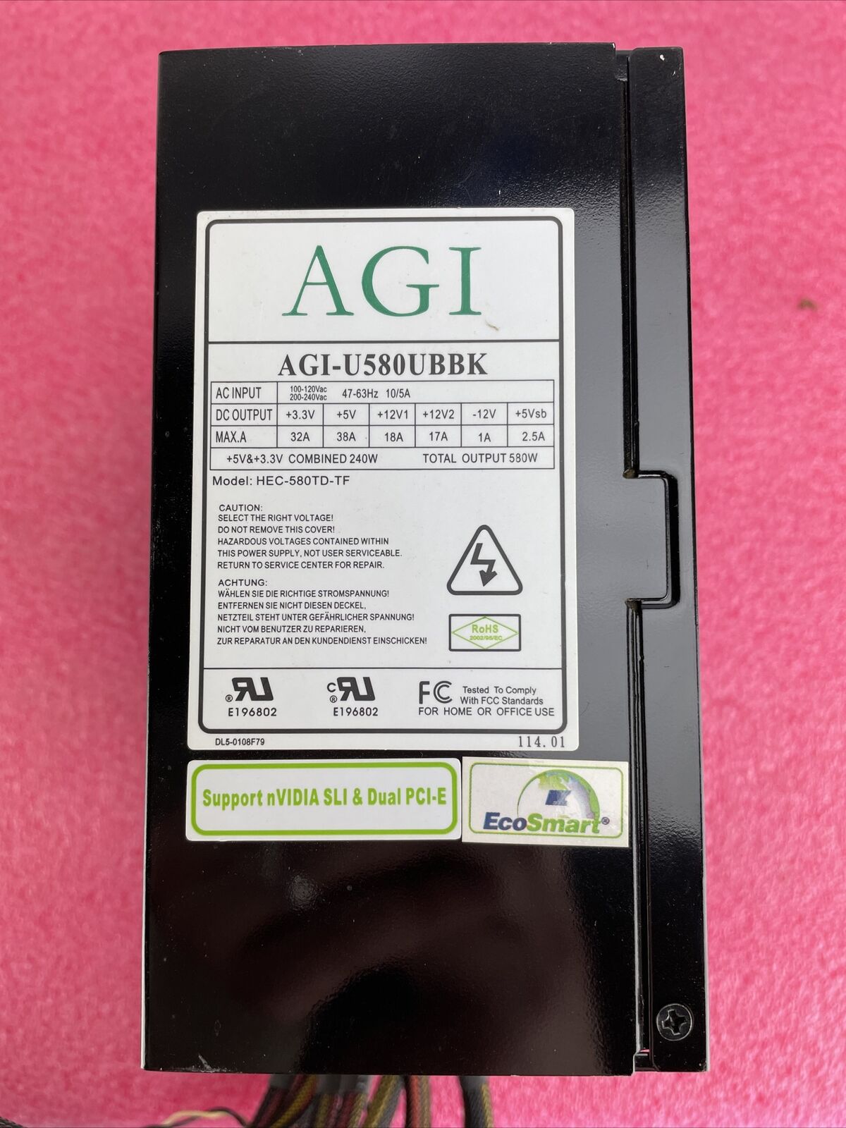 AGI AGI-U580UBK 580W Power Supply