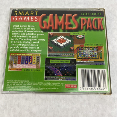 Smart Games Green Edition 300 Brain Games Pack Win 95 98 CD-ROM Vintage