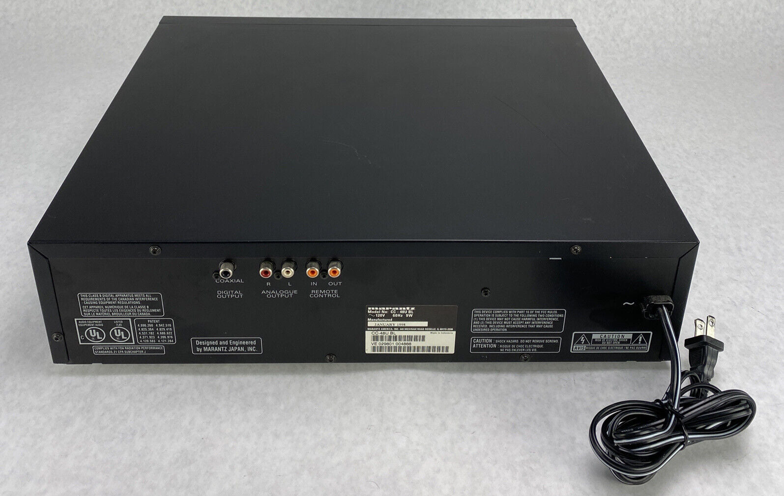 Marantz CC-48U BL 5 Disc CD Changer Player No Remote NEEDS REPAIR