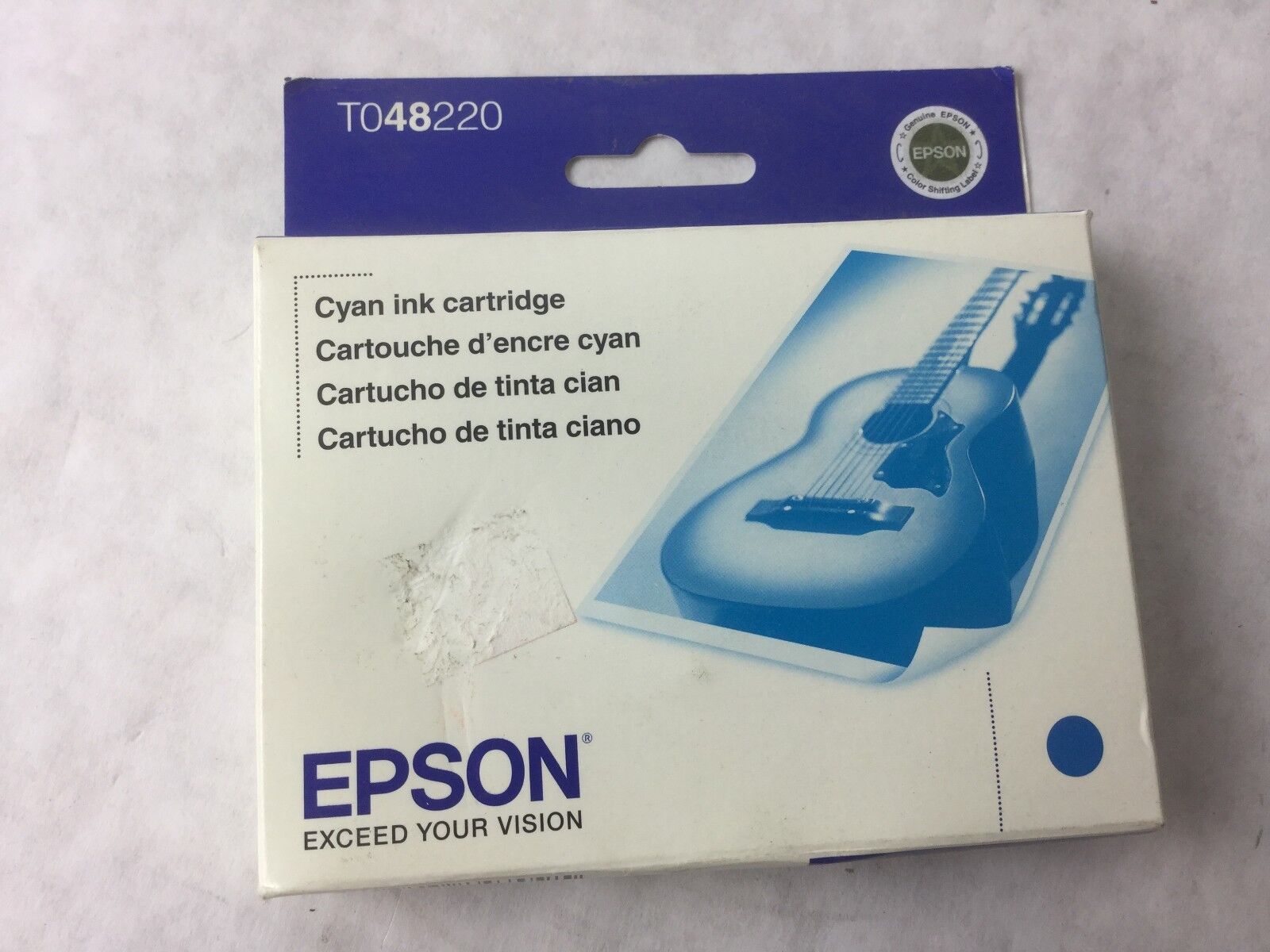 Genuine Epson T048220 Ink Cartridge, Cyan, New Factory Sealed