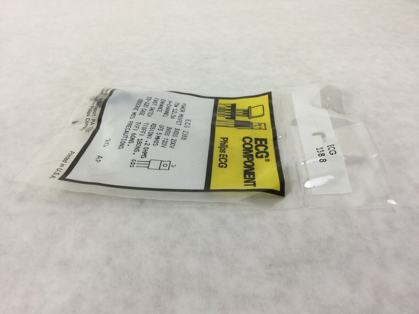 Philips ECG 2388 Transistor, PWR MOSFET, 75W 12.5A, NEW SEALED