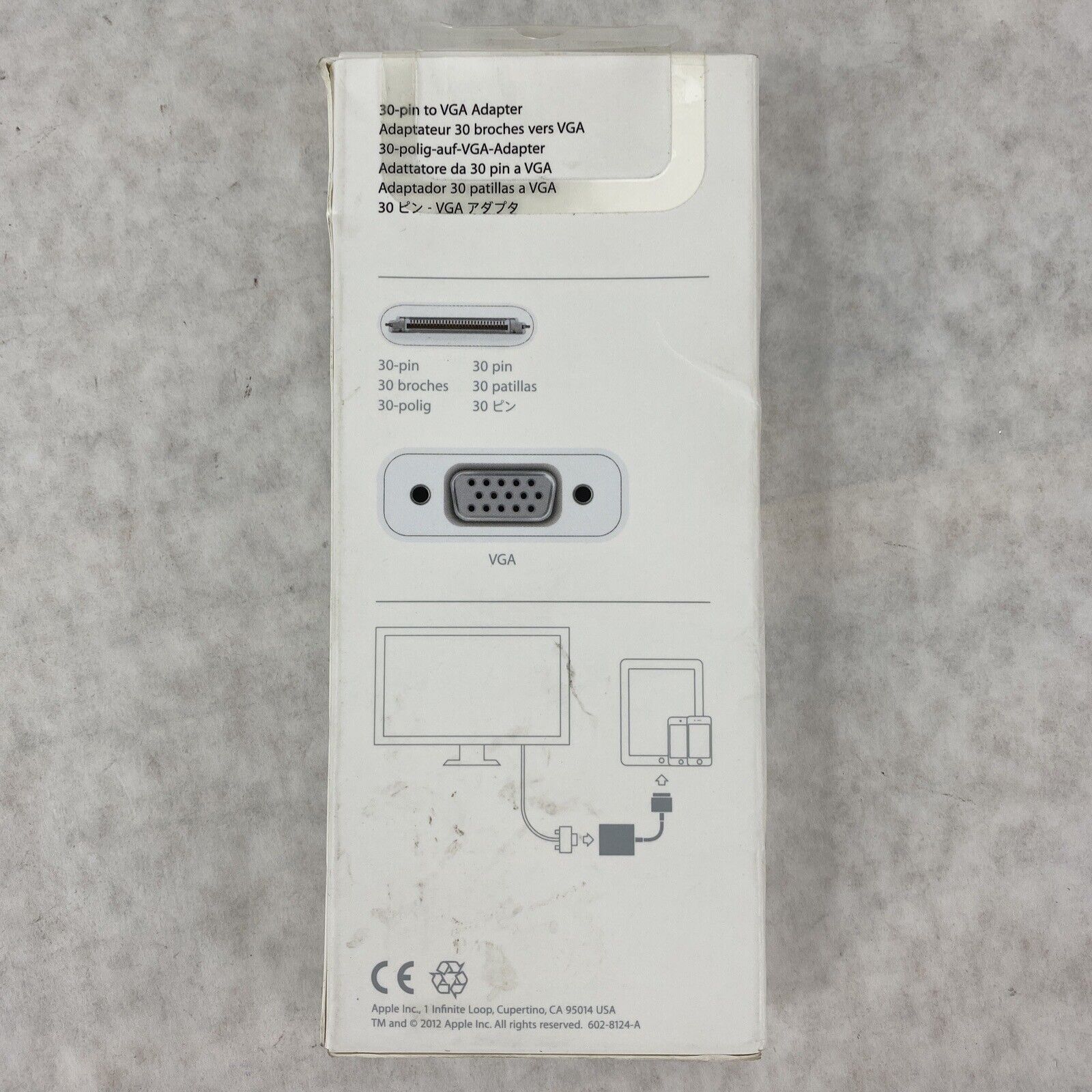 Genuine Apple A1368 MC552ZM/B 30 Pin To VGA Adapter NOS