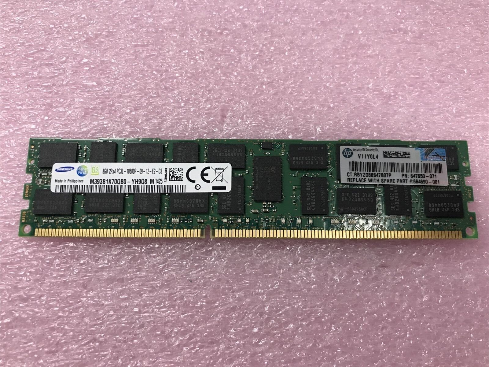 Samsung 16GB Kit 2x8GB 2Rx4 PC3L-10600R-09-12-E2-D3 Ram M393B1K70QB0-YH9Q8
