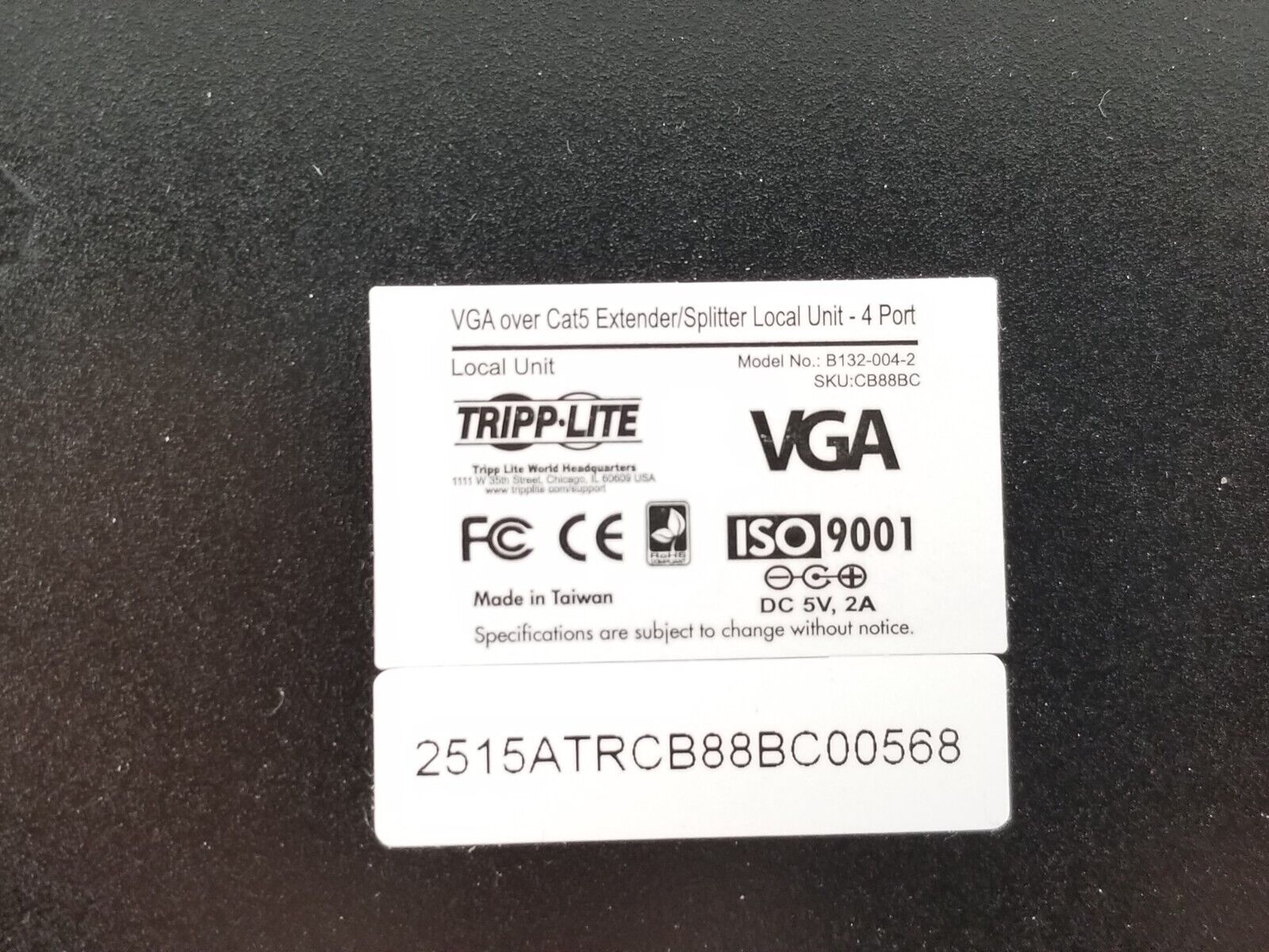 Tripp Lite B132-004-2 Vga Extender/Splitter ,Cat5