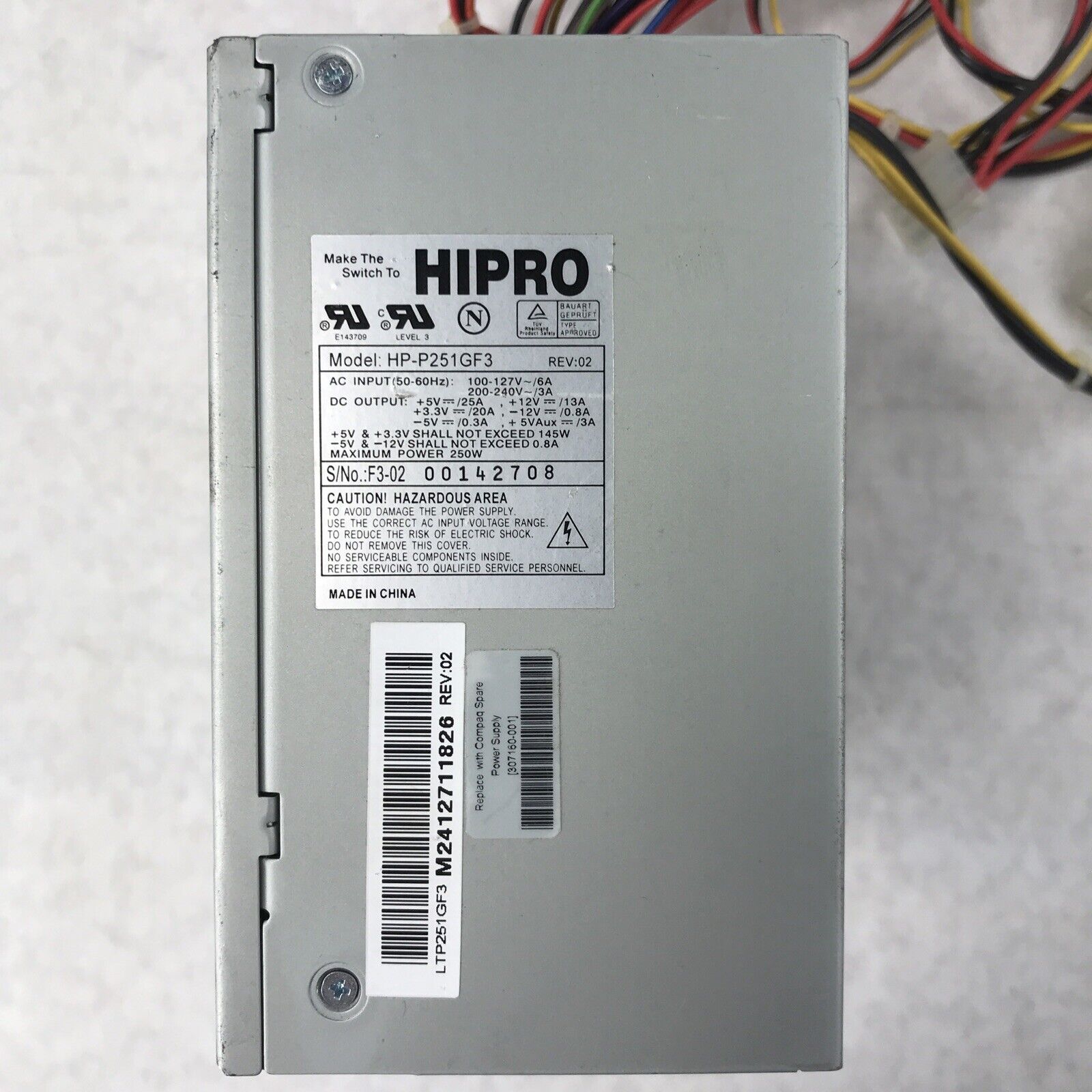 Hipro HP-P251GF3 Power Supply PSU 240V 3A 60Hz 20-Pin