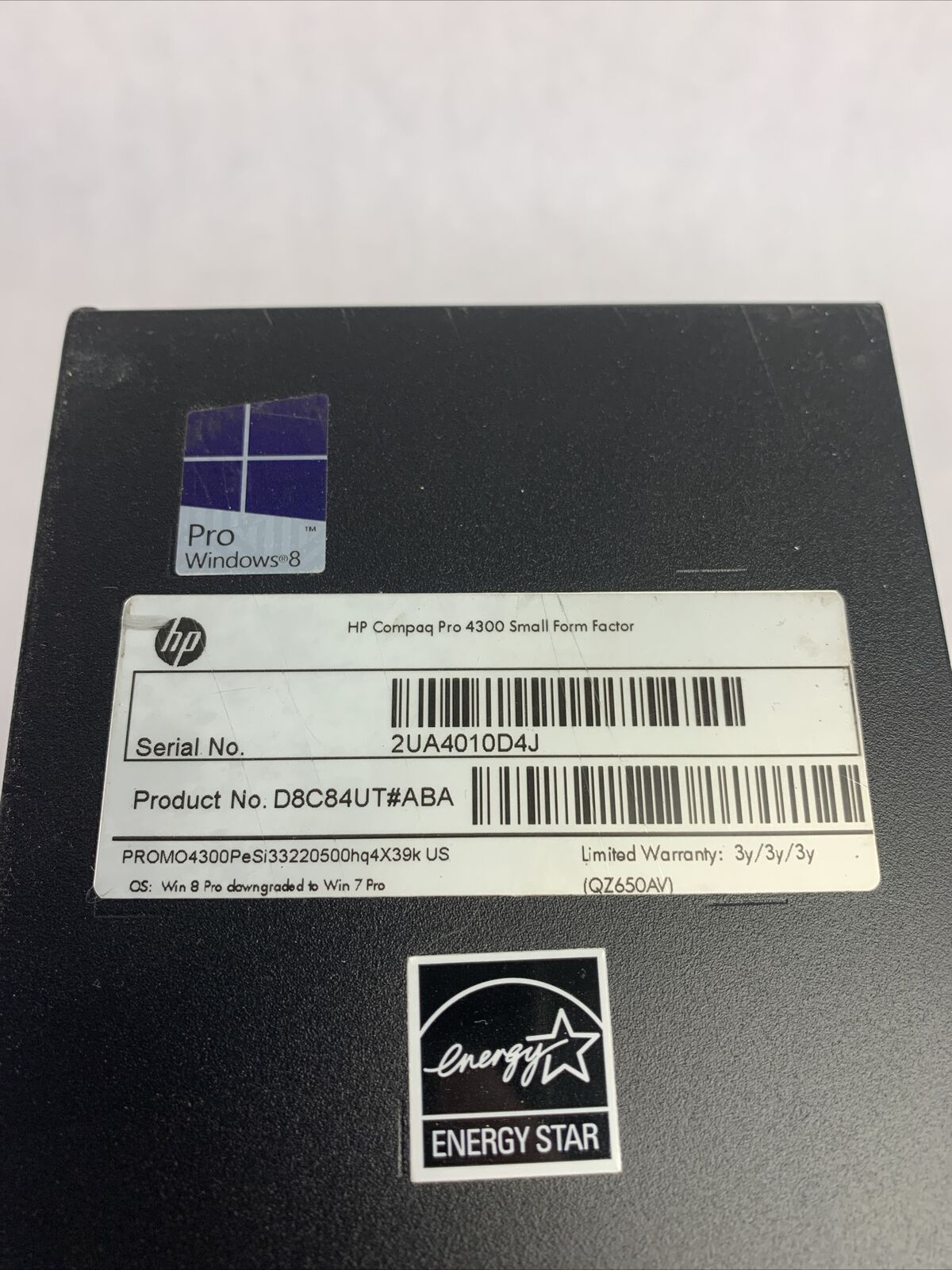 HP Compaq Pro 4300 SFF Intel Core i3-3220 3.3GHz 4GB RAM No HDD No OS