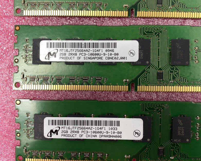 Lot of ( 4 ) 2GB Micron MT16JTF25664AZ-1G4F1 PC3-10600 DDR3 240-Pin DIMM Memory