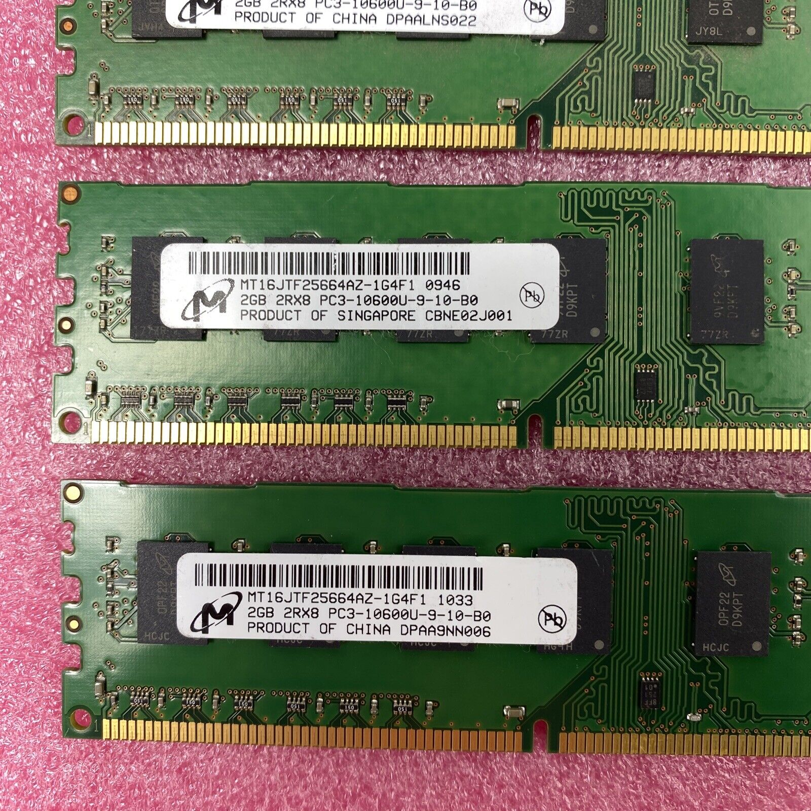 Lot of ( 4 ) 2GB Micron MT16JTF25664AZ-1G4F1 PC3-10600 DDR3 240-Pin DIMM Memory