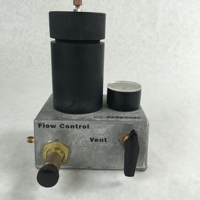 Pressure Compensated Flow Control Valve Vent With Container Vial
