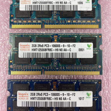 Lot( 3 ) 2GB Hynix HMT125S6BFR8C-H9 DDR3 2Rx8 PC3-10600S  So-DIMM Laptop RAM