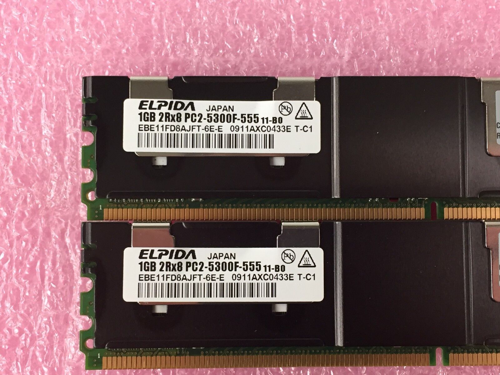 2GB Kit (2x 1GB) Elpida EBE11FDAJFT-6E-E 2RX8 PC2-5300F-555