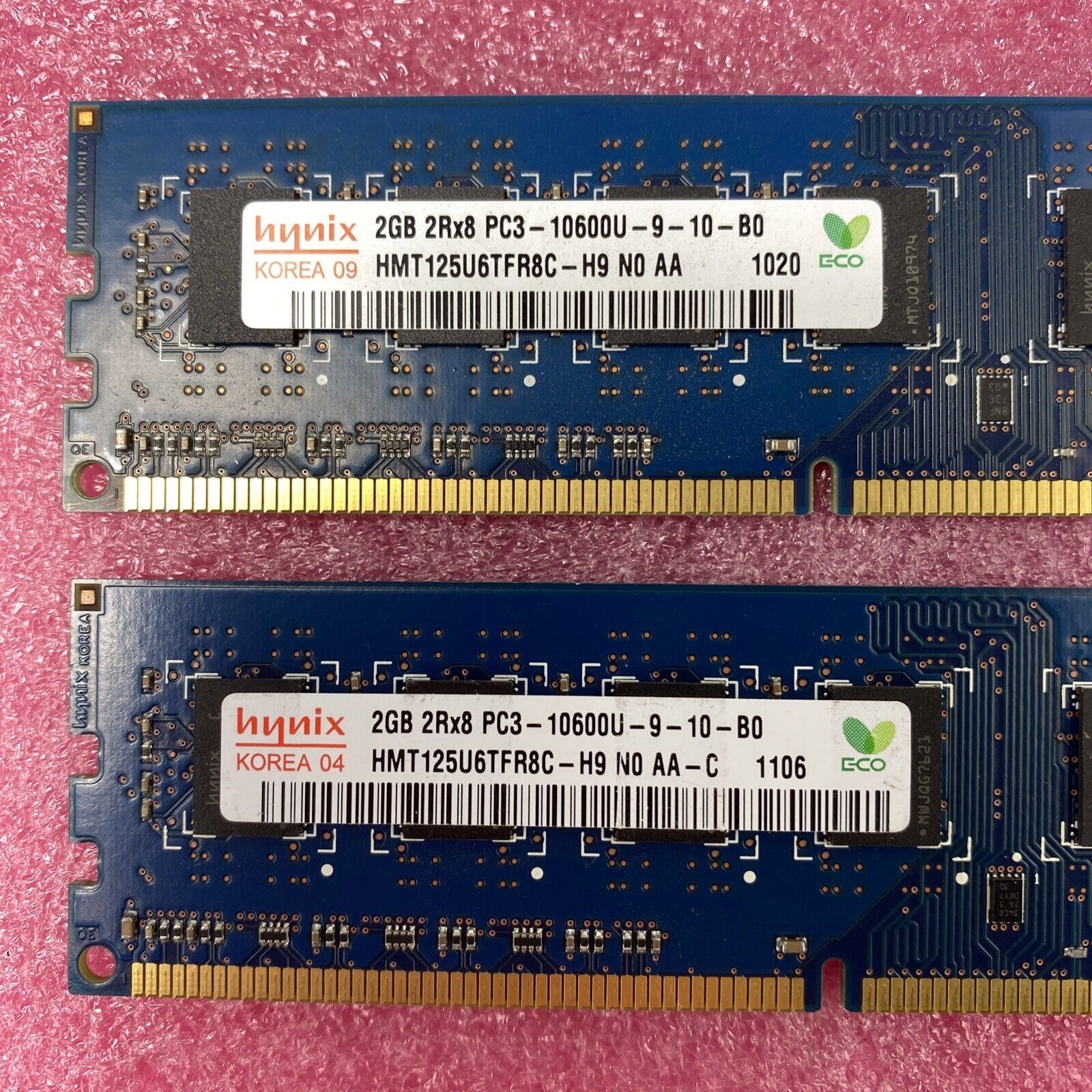 Lot( 2 ) 2GB Hynix HMT125U6TFR8C-H9 PC3-10600u DDR3-1333MHz 2Rx8 Non-ECC RAM