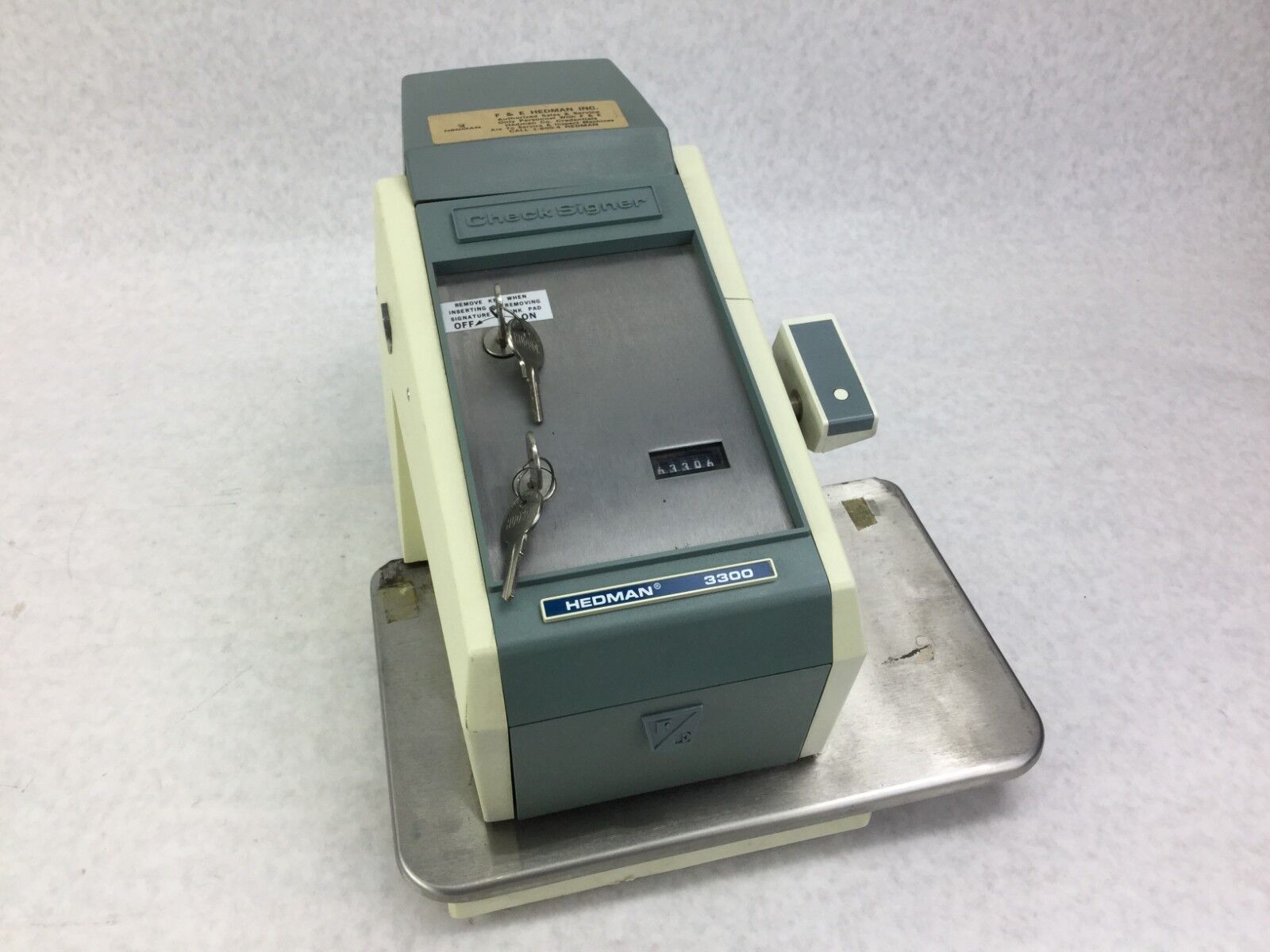 Hedman 3300 Check Signer Includes Keys Untested