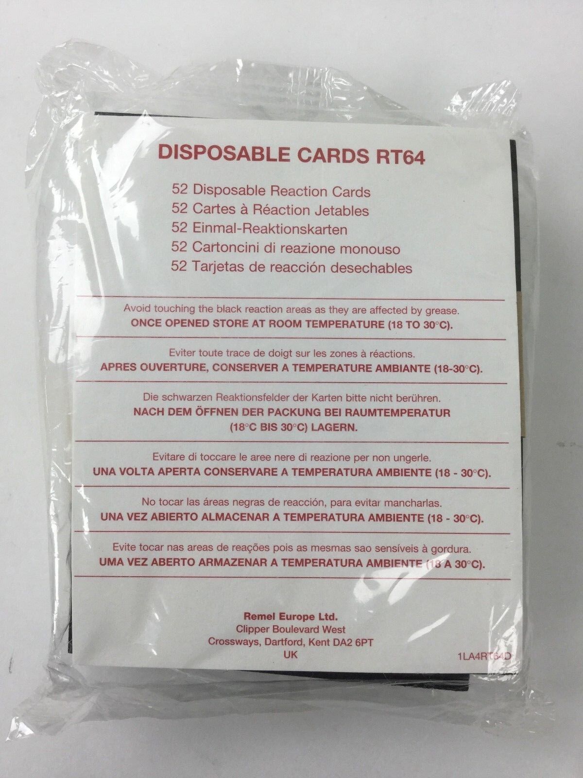 Remel Disposable Cards RT64 30369001 (Lot of 52)