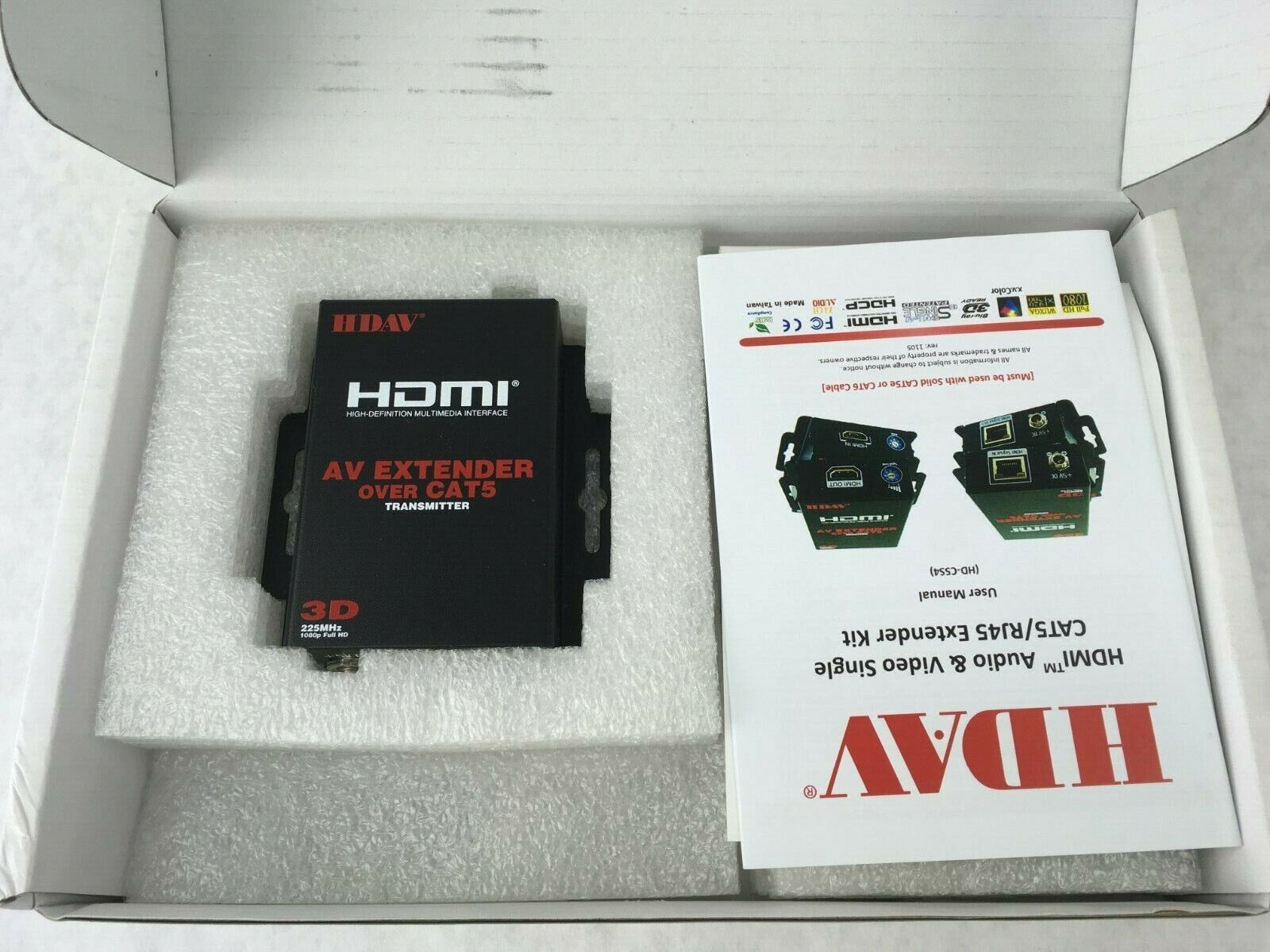 HDAV HD-C5S4 HDMI Audio Single Extender Over CAT5 UTP HD 3D 1080p Lot of 2
