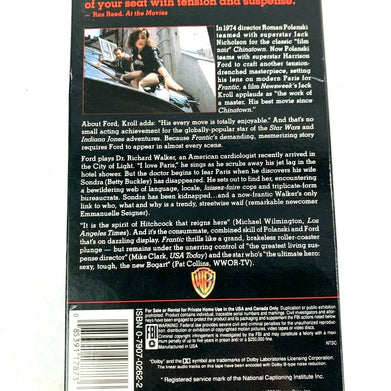 Vintage Classic Frantic 1994 VHS Tape Movie Harrison Ford Betty Buckley