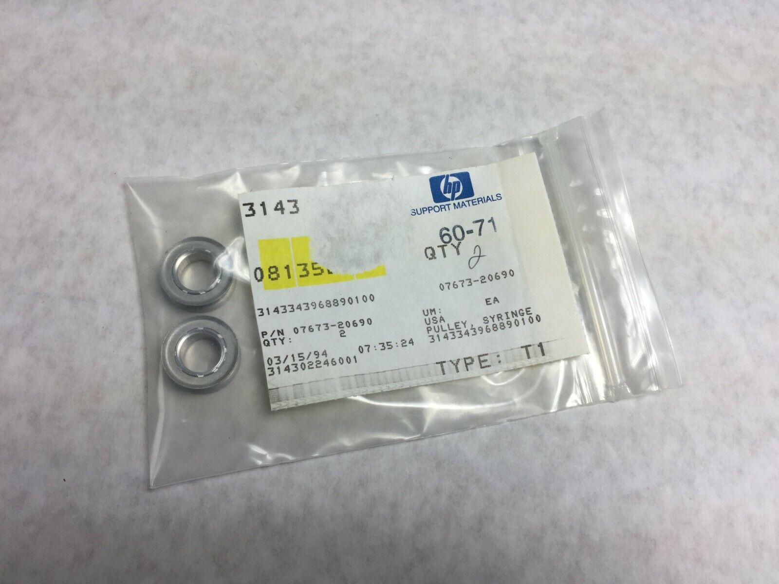 OEM HP Agilent Pulley Syringe 07673-20690  Lot of 2   NOS