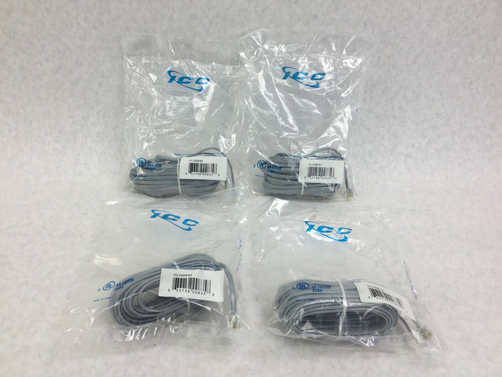 ICC ICLC425FSV 25' ft  Flat Line Cord   Lot of 4   Sealed Packages