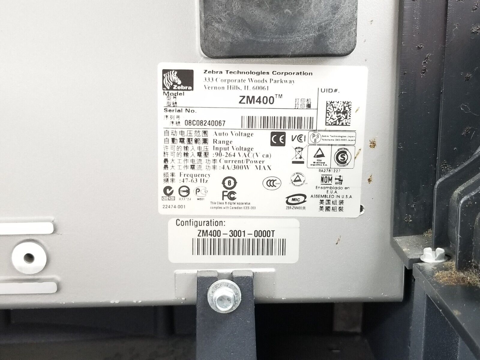 Zebra ZM400 Thermal Label Printer USB Serial Parallel Network