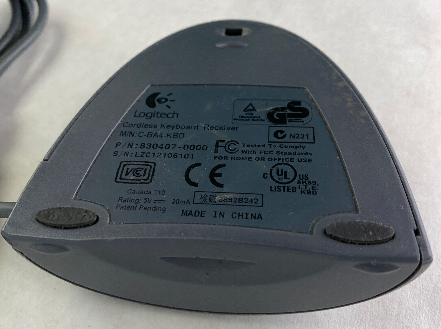 Logitech C-BA4-KBD 830407-0000 USB Cordless Mouse Receiver ONLY