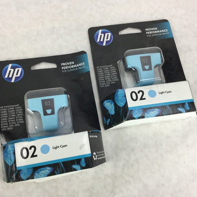 Genuine HP 02 Light Cyan Cartridge C8774WN, Lot of 2, NEW Sealed