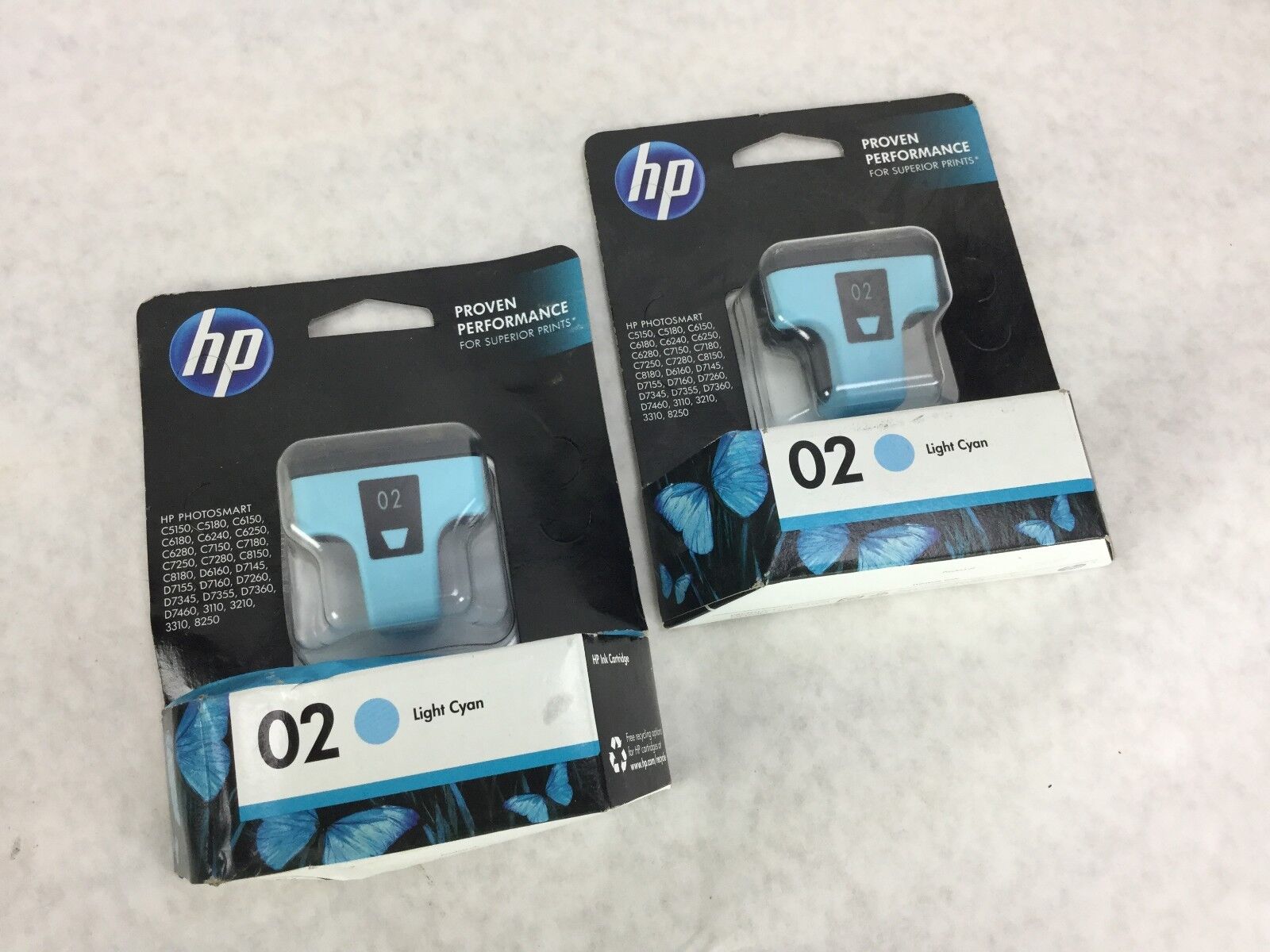 Genuine HP 02 Light Cyan Cartridge C8774WN, Lot of 2, NEW Sealed