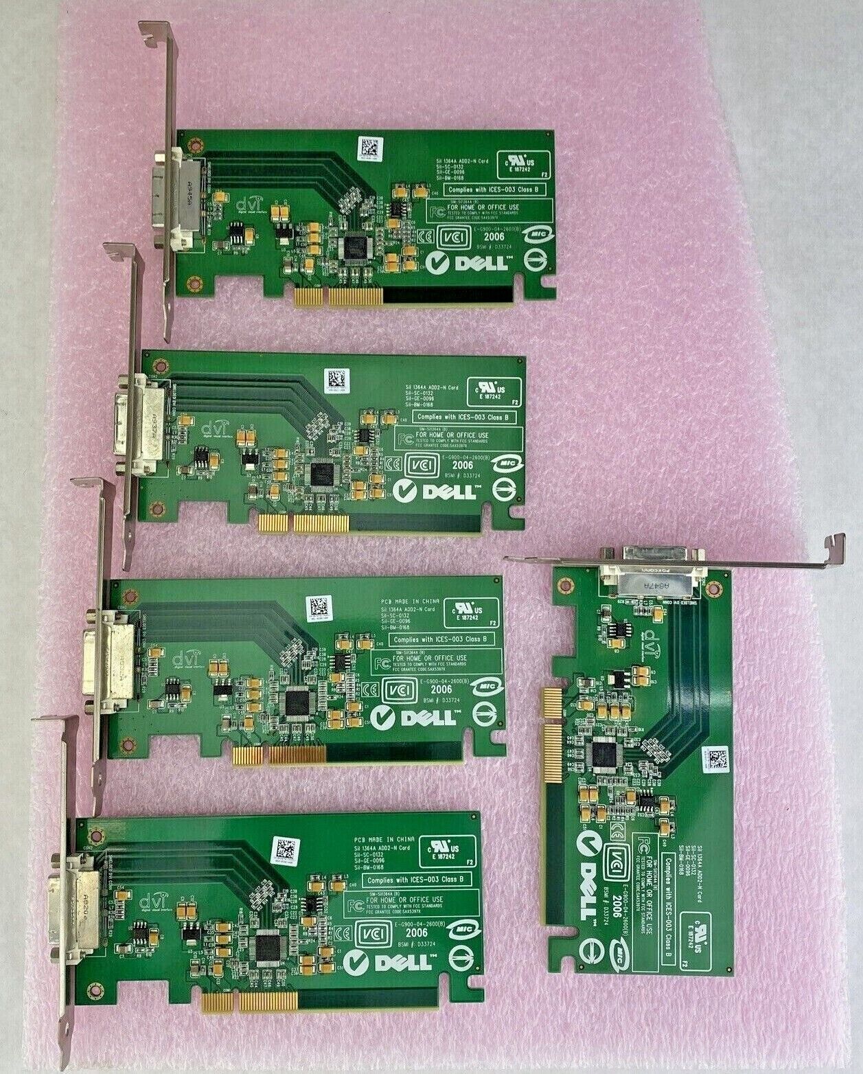 Lot of 5 Dell 0FH86 KH276 0KH276 Sil 1364A ADD2-N PCIe DVI-D full height GPU