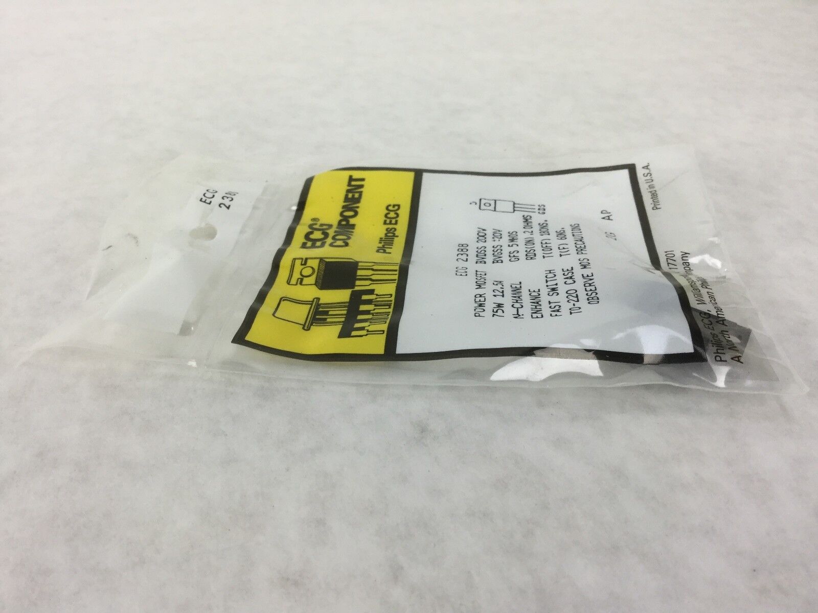 Philips ECG 2388 Transistor, PWR MOSFET, 75W 12.5A, NEW SEALED