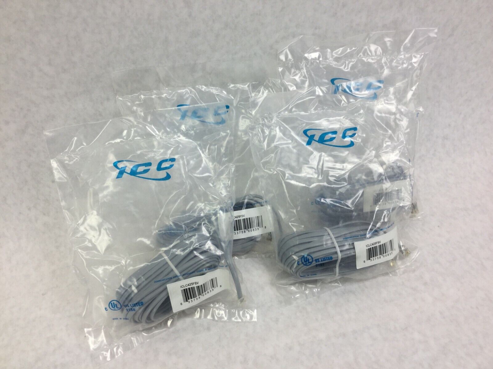 ICC ICLC425FSV 25' ft  Flat Line Cord   Lot of 4   Sealed Packages