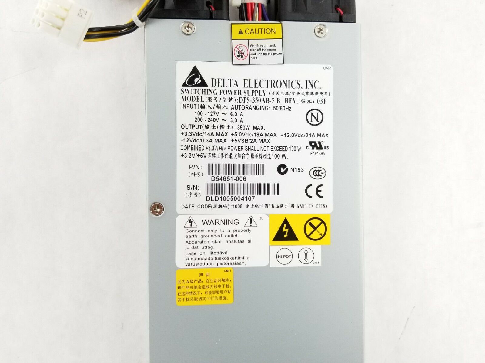 Delta Electronics DPS-350AB-5 B D54651-006 1U 350W Power Supply