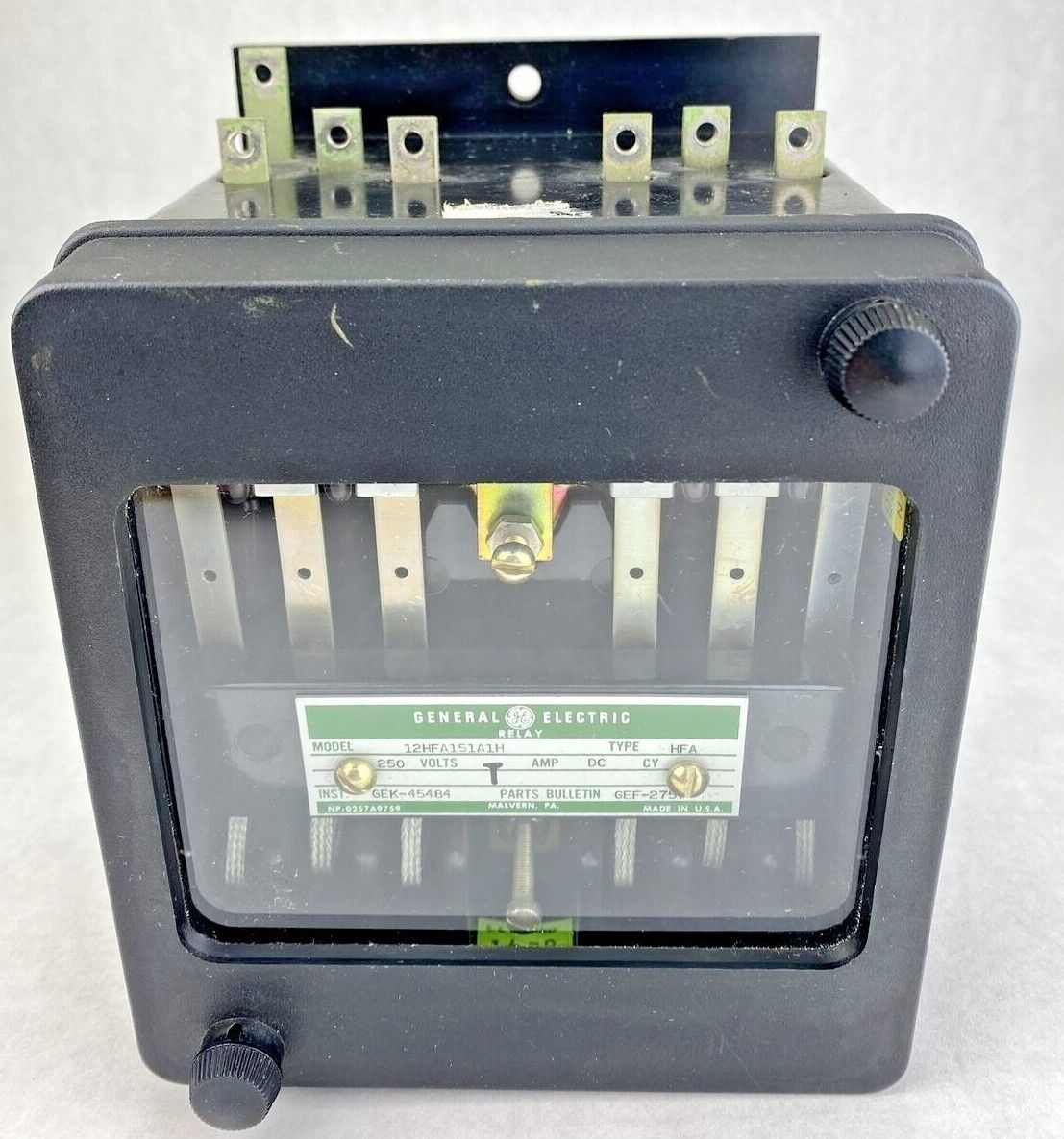 GE 12HFA151A1H Type HFA 250VDC 5.5x6x6" wall mount auxiliary relay