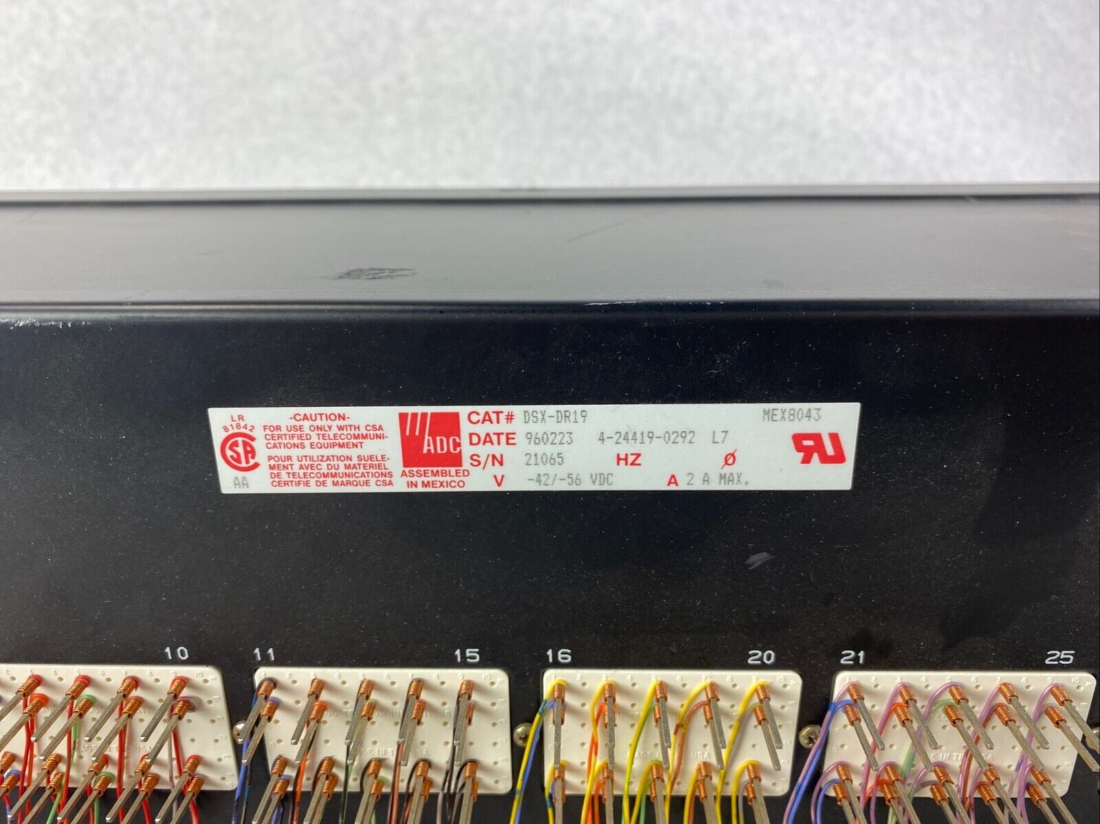 ADC 4-24419-0305 DSX-DR19-CAB 4-24419-0292 DR 19 Rear Cross Connect Patch Panel