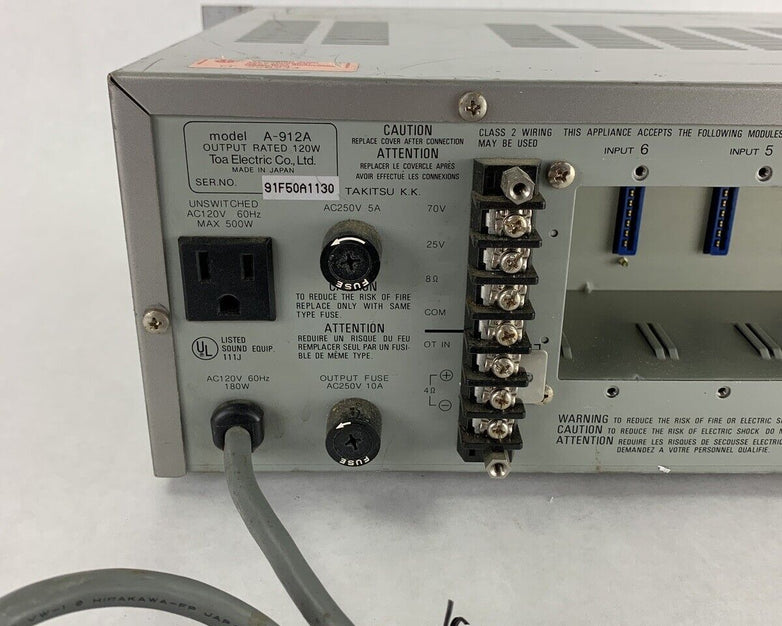 TOA A-912A 900 Series Mixer/Amplifier Missing Modular Cards Tested