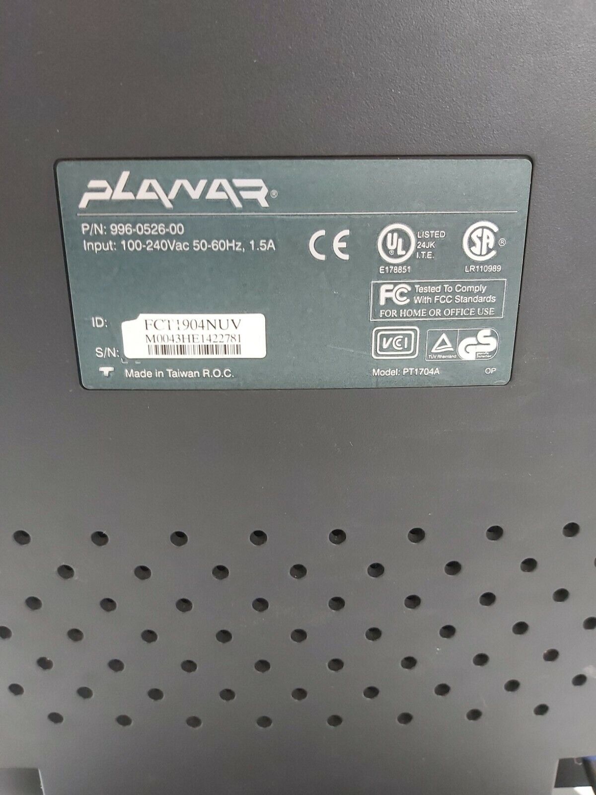 Planar PT1704A 996-0526-00 Color Computer Monitor Grade C