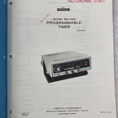 Heathkit SM-102A Programmable Timer Assembly Manual 1973 595-1378-01