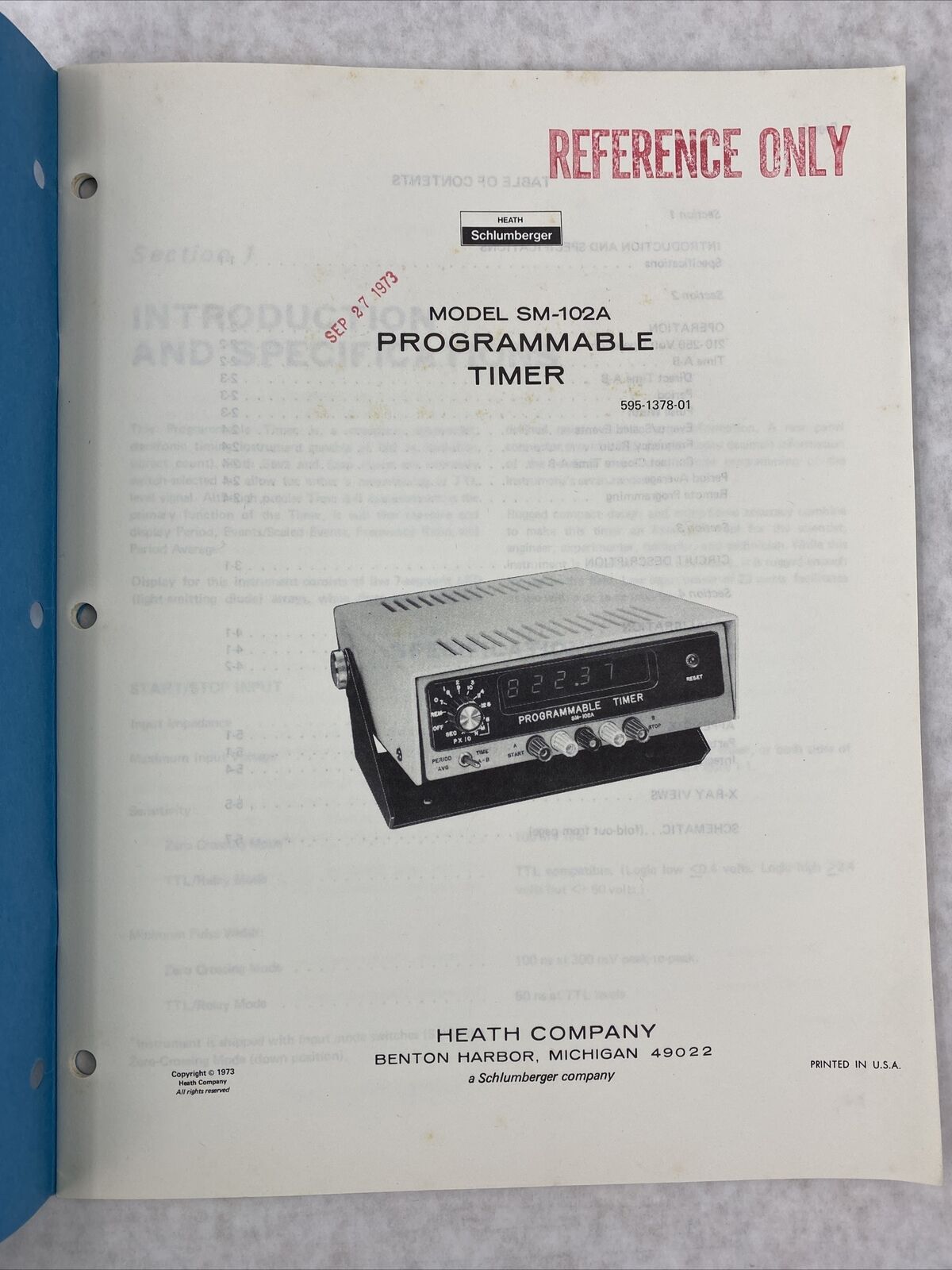 Heathkit SM-102A Programmable Timer Assembly Manual 1973 595-1378-01
