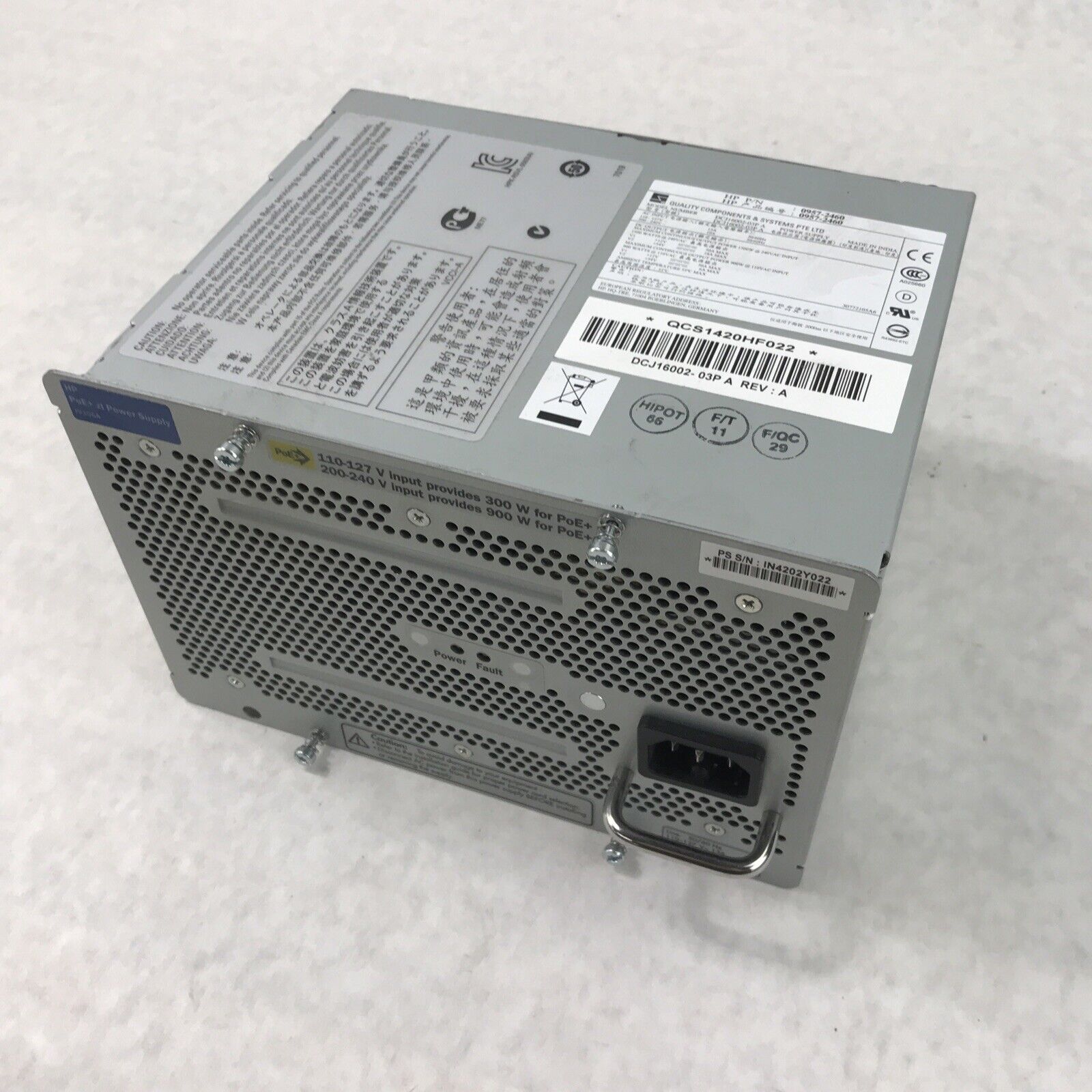 HP 0957-2460 240V 13A 60Hz 900W Power Supply DCJ1602-03P QCS1420HF022